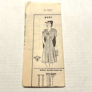 Vintage 1940's? Mail Order‎ Pattern #8461 Women's Dress Bust 38 Hips 41 HTF